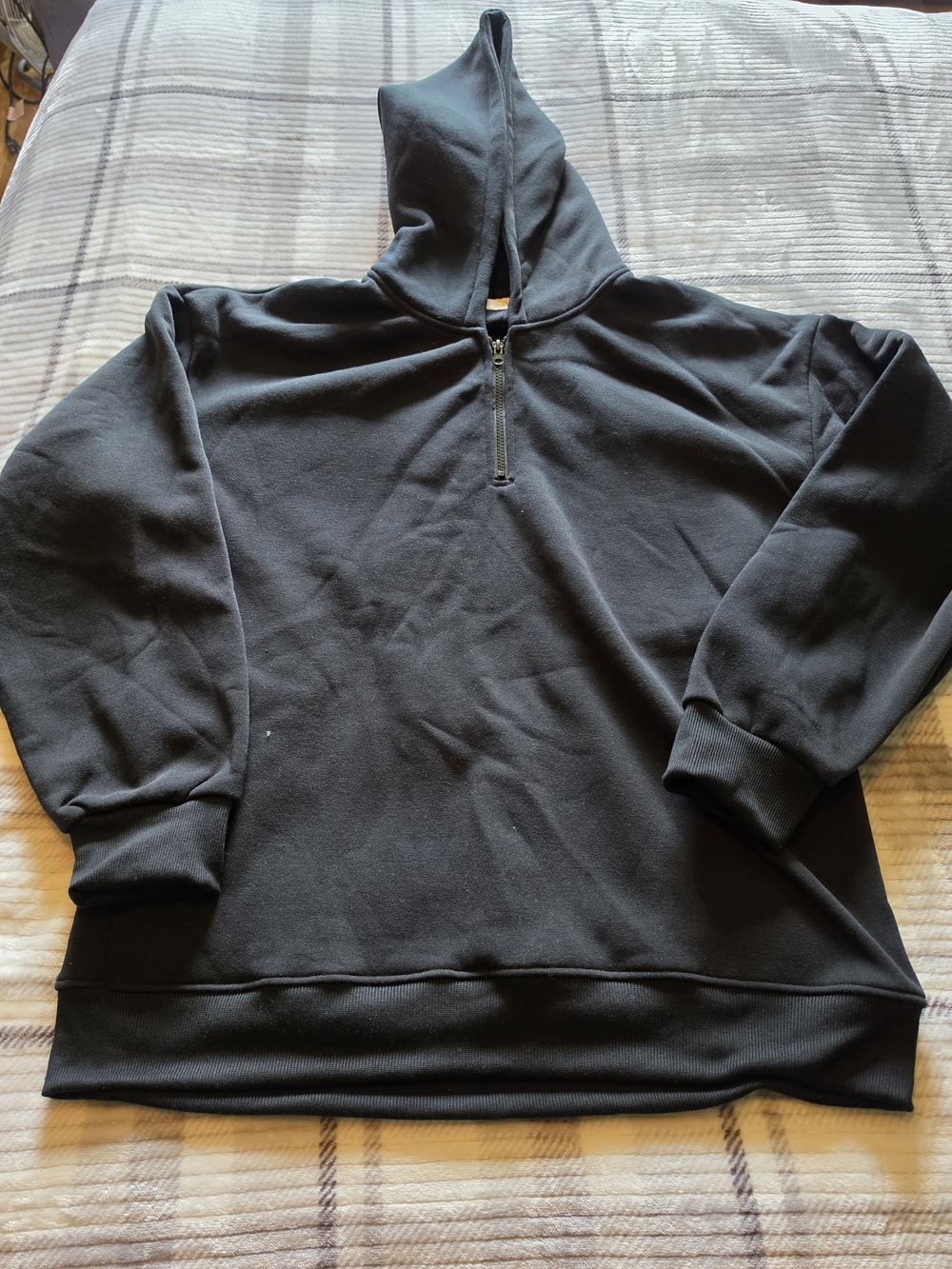 Men's Black Half-Zip Hooded Sweater
